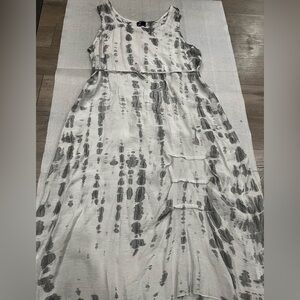 [XL]Fenini Gray Tie-Dye Sleeveless Rayon Nylon Dress